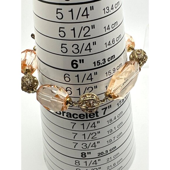 Vintage Timeless Elegance Monet Bracelet Pink Bead Faceted Translucent Romantic - Picture 7 of 8